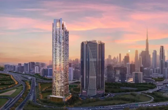 Regalia tower at sunset, developer render